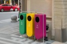 户外三色金属分类垃圾桶城市文明的美学注脚