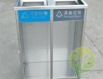 地铁站防爆透明两连体不锈钢分类垃圾桶图片