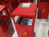 贵州单位采购国庆红钢制烤漆户外垃圾桶