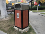 户外方形仿木纹不锈钢垃圾桶的定制艺术