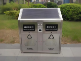户外光伏太阳能不锈钢垃圾桶演绎城市绿色美学