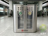 室内地铁站304不锈钢拉丝亚克力板分类垃圾桶定制