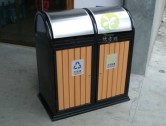 摇盖户外分类钢木垃圾桶