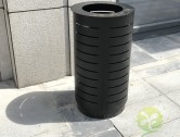 室外广场圆柱形钢制垃圾桶