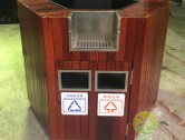 高铁站双面分类钢木垃圾桶花盆