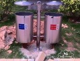 户外圆柱形不锈钢分类垃圾桶