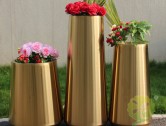 商场拉丝钛金不锈钢花盆组合