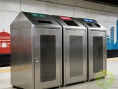 室内地铁站组合式不锈钢分类垃圾桶