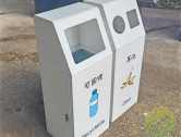 室内三色丝网印刷不锈钢分类垃圾桶