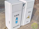 户外三色丝网印刷不锈钢分类垃圾桶