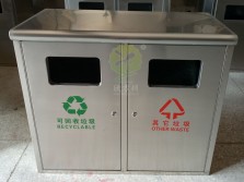 物业小区双桶不锈钢垃圾箱