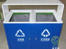 喷塑户外双分类钢制垃圾桶