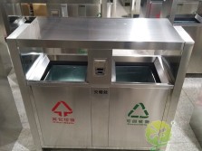 户外街道两分类不锈钢垃圾箱