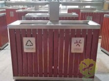 室外景区公园钢木分类垃圾箱