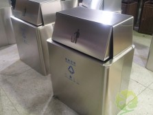 304推拉盖方形不锈钢垃圾桶