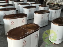 商用带盖不锈钢分类垃圾桶