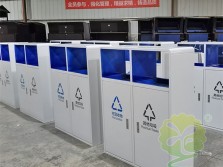 户外烤漆白色两连体镀锌板分类垃圾箱