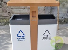 户外双开门不锈钢分类垃圾桶
