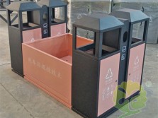 高铁站站台烤漆不锈钢分类垃圾桶