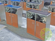 小区烤漆双烟灰盅不锈钢分类垃圾桶