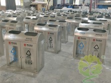 西安地铁站透明不锈钢分类垃圾桶