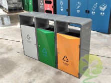 户外学校菱形组合式不锈钢分类垃圾桶