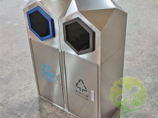 户外菱形组合式不锈钢分类垃圾桶