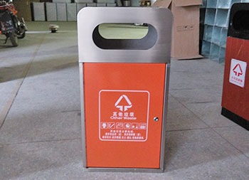 商场室内方形单桶不锈钢垃圾桶主图