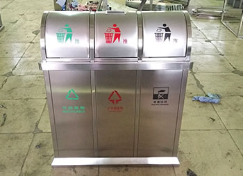 机场推盖三分类不锈钢垃圾桶主图