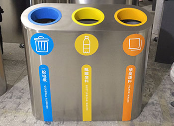 商场立式三分类不锈钢垃圾桶主图