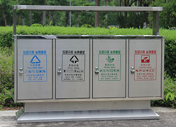 地铁口户外四分类不锈钢垃圾箱主图