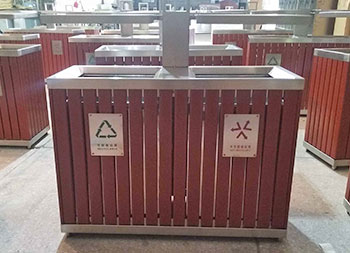 室外景区公园钢木分类垃圾箱主图
