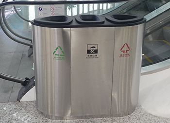 机场商场室内三分类不锈钢垃圾桶主图