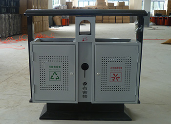 室外烤漆冲孔钢板分类垃圾桶主图