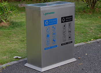 室内摇盖式双分类不锈钢垃圾桶主图