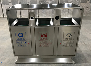 户外校园环卫三分类不锈钢垃圾桶主图