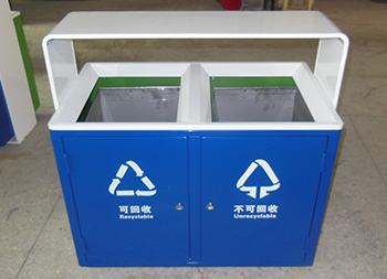 喷塑户外双分类钢制垃圾桶主图