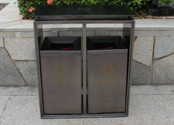 电镀黑钛双分类不锈钢垃圾桶主图