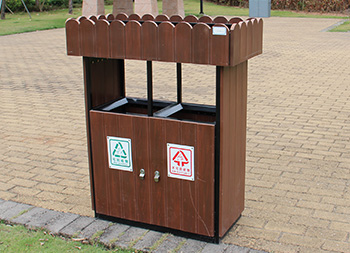 户外公园花箱钢木分类垃圾桶主图
