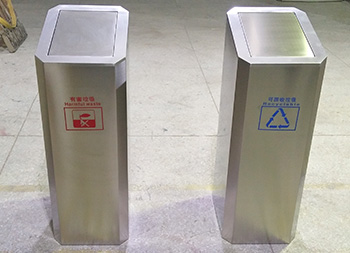 室内摇盖组合式不锈钢分类果皮箱主图