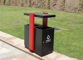 校园烤漆钢板分类垃圾箱主图