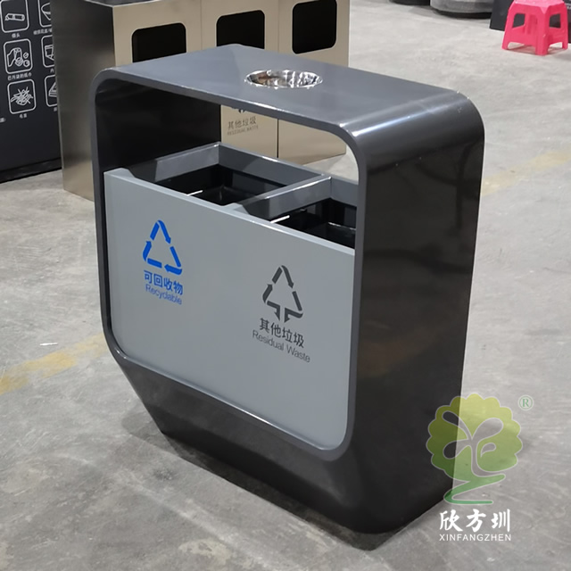 户外喷塑不锈钢分类垃圾桶-图2