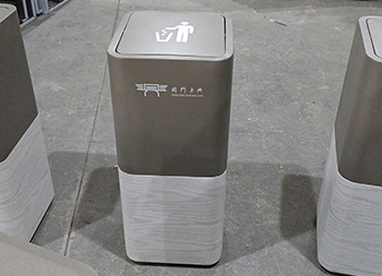 室内电梯口摇盖式不锈钢垃圾桶主图