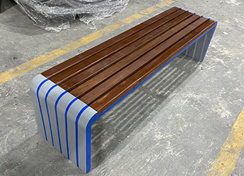 户外公园景区长条形钢木休闲椅主图