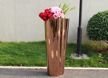 室内镜面玫瑰金不锈钢花盆组合主图