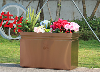 方形拉丝玫瑰金不锈钢花箱主图