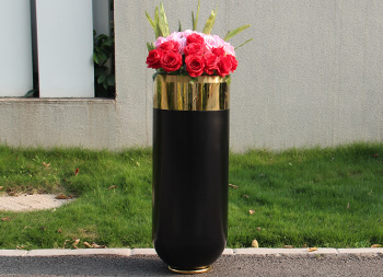 室内钛金喷塑黑色不锈钢花盆主图