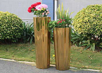 商场镜面钛金不锈钢花盆组合主图