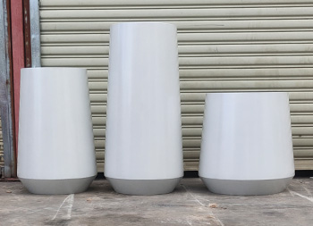 喷塑米白色不锈钢花盆组合主图