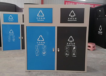 户外方形不锈钢连体分类垃圾箱主图